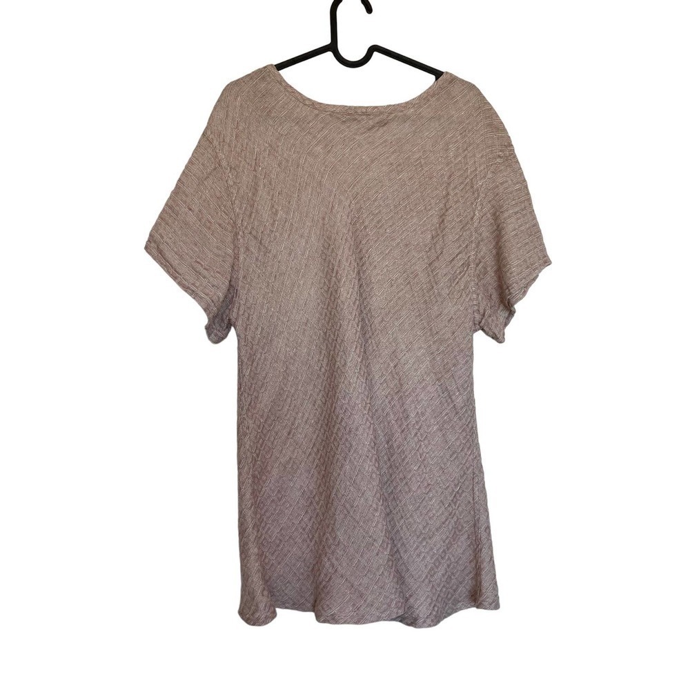 Flax 100% Linen Soft Mauve Diamond Pattern Top Si… - image 2